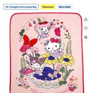 Hello Kitty Pink and Purple Floral Blanket